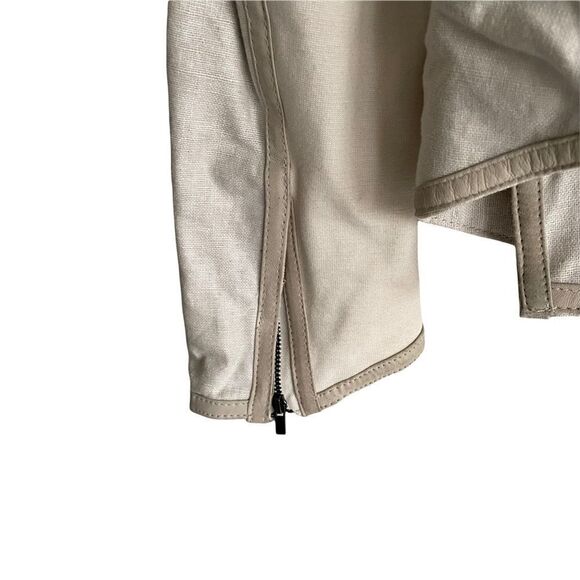 LAMARQUE COLLECTION Alexandra Asymmetrical Linen Leather Moto Biker Jacket M - Picture 10 of 12